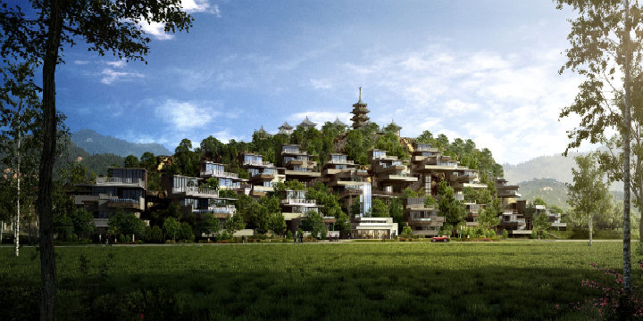 懸崖酒店溫泉規(guī)劃效果圖